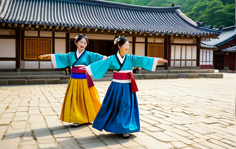 경기도 용인 민속촌 관광명소화 - **

"A wide shot of a traditional Korean market within the Yongin Folk Village. Vendors are selling ...