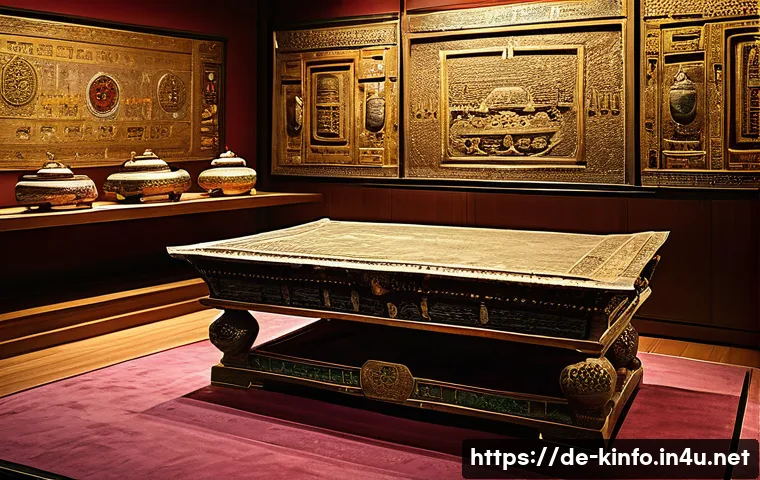 충청도 공주 무령왕릉 발굴 - A meticulously detailed archaeological scene inside the King Muryeong&rsquo;s tomb chamber, showcasing ric...